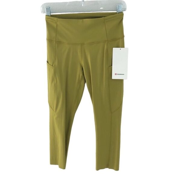Lululemon Fast and Free Crop II 19" Nulux Golden Lime - Picture 8 of 14